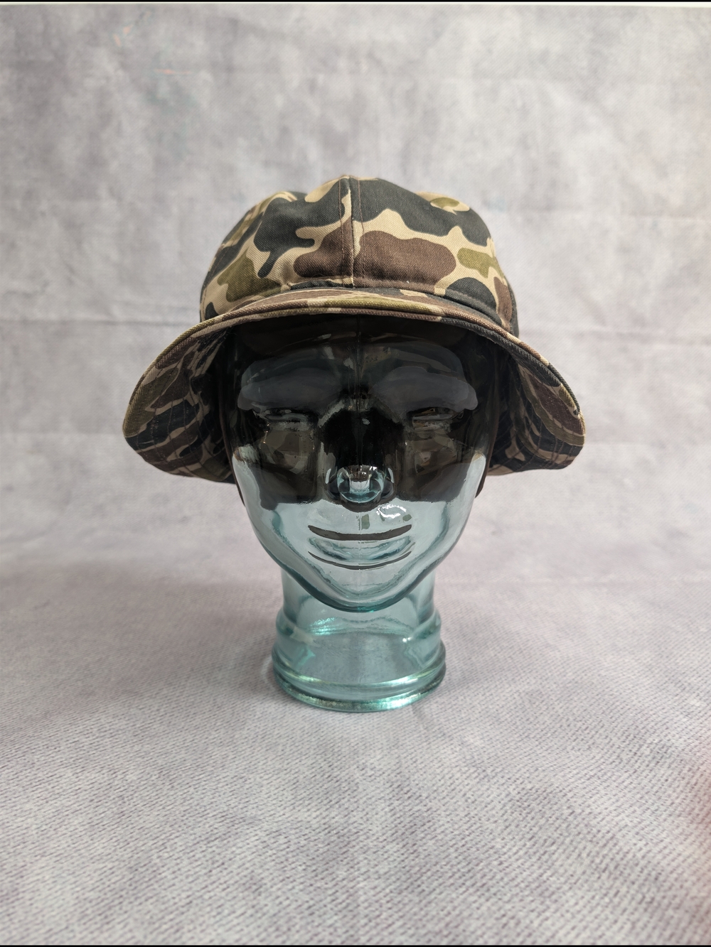 L.L. Bean Vintage Camo Bucket Hat Camouflage Hunting Cap Lined Size L W/EarFlap.